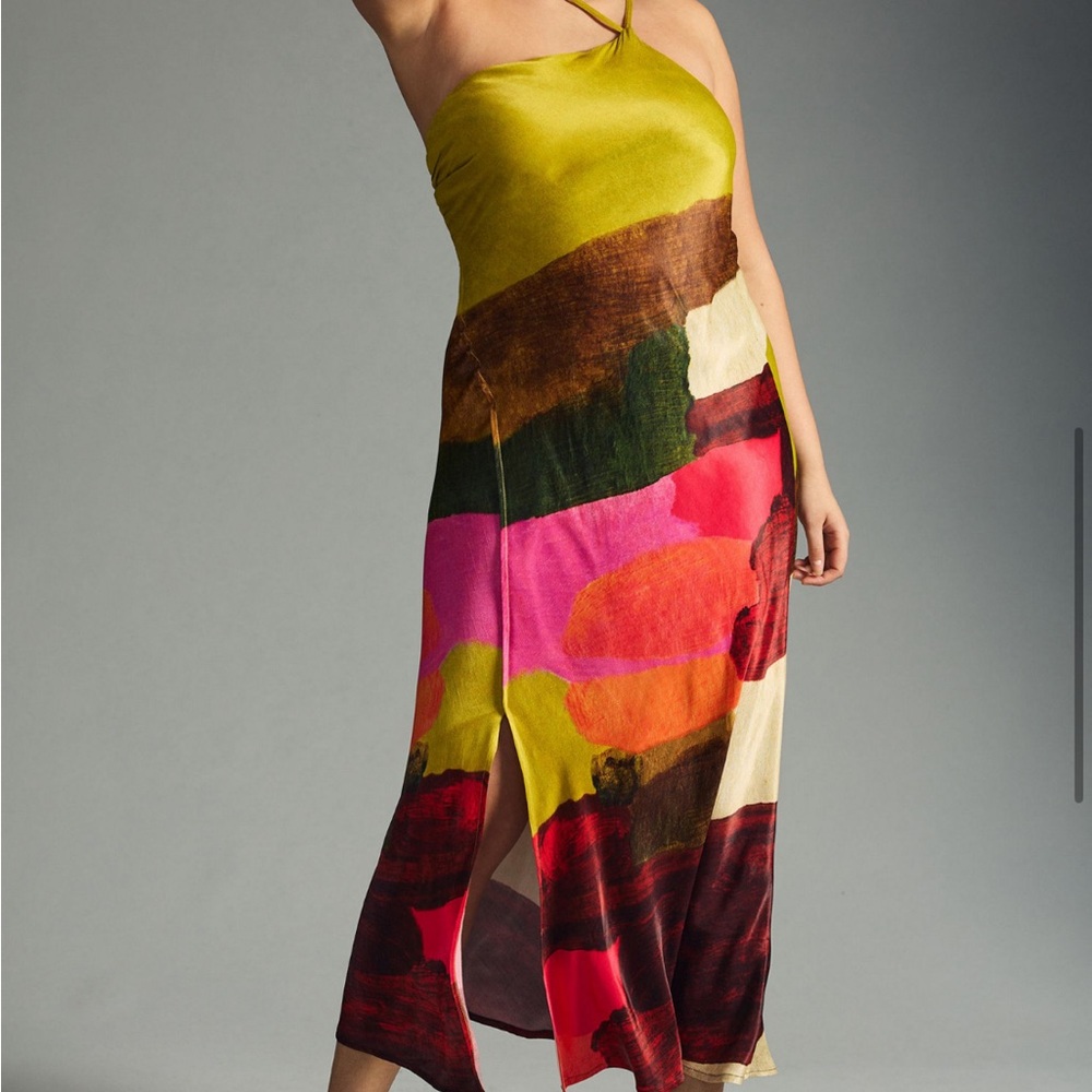 Multicolor Halter Maxi Dress